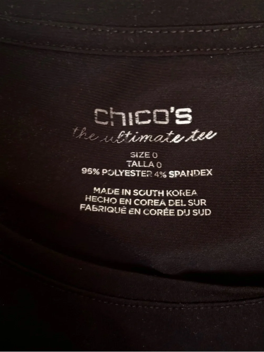 Chico's Black Short Sleeve Scoop-Neck Tee - Picture 3 of 3